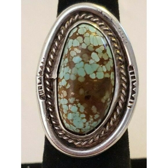 Navajo Signed No.8 mine Turquoise sterling silver ring s5.5   (NAR 1127) - Picture 1 of 8